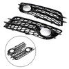 Fog Light Grill Bumper Honeycomb Style For Audi A4 S-LINE S4 2008-2012 Black