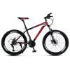 26 Inch Unisex Mountain Bike 21 Speed Mountain Bicycle Red+Black