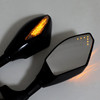 Black Rear View Side Mirrors With LED Turn Signals Fit For Ducati W/Fairing-Mounted Mirrors Black