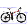 Adult 26 inch Folding Mountain Bike 21 Speed Bicycle Full suspension MTB Black+Red
