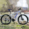 Mountain Bike 26 inch Wheels 21 Speed Bicycle Disc Bicycles Bike+Lock+Air Pump White+Blue