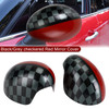 Black/Grey Checkered Red Mirror Cover Fit For MINI Cooper Hardtop F55 F56