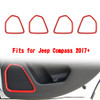 Red Interior Door Speaker Decor Ring Cover Trim Fit for Jeep Compass 2017+ Red