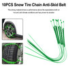 10PCS Snow Tire Chain Anti-Skid Belt Fit for Car Truck SUV Emergency Winter Driving Green