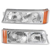 Chrome Housing Amber Side Headlights/Lamp Assembly For Chevr Silverado 03-2006