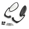 Motorcycle L-bar Retro Oval Rearview Side Mirrors M8 / M10 Pair fits for Suzuki with Standard Metric Screws Black~BC1
