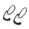 Motorcycle L-bar Retro Oval Rearview Side Mirrors M8 / M10 Pair fits for Suzuki with Standard Metric Screws Black~BC1