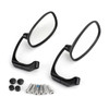 Motorcycle L-bar Retro Oval Rearview Side Mirrors M8 / M10 Pair fits For Kawasaki with Standard Metric Screws Black~BC3
