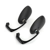 Motorcycle L-bar Retro Oval Rearview Side Mirrors M8 / M10 Pair fits For Kawasaki with Standard Metric Screws Black~BC3