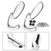 Motorcycle L-bar Retro Oval Rearview Side Mirrors M8 / M10 Pair fits for Suzuki with Standard Metric Screws Chrome~BC1