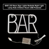 BAR LED Neon Sign Lights Bedside Night Light Lamp Kids Children Room USB Powered Pink