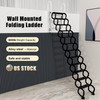 9.8ft Black Wall Mounted Folding Loft Ladder Stairs Attic Ladder Home Pulldown