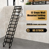 9.8ft Black Wall Mounted Folding Loft Ladder Stairs Attic Ladder Home Pulldown