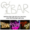 White BAR Neon Sign Light LED Juice Letter Neon Lamp Tube Party Night Light Lamp