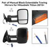 Mitsubishi Ttiton 2015+ Pair of Manual Black Extendable Towing Mirrors