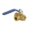 1/2" 3 Way Ball Valve Three T Port NPT Brass Female Type For Water Oil And Gas