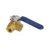 1/2" 3 Way Ball Valve Three T Port NPT Brass Female Type For Water Oil And Gas
