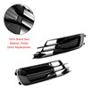 2PCS Front Bumper Foglight Cover Grill Fit Audi A6 C7 2014-2018 Black Chrome