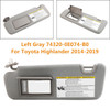 Left Sun Visor W/Vanity Light Gray 74320-0E074-B0 For Toyota Highlander 2014-19