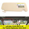 Left Side Sun Visor W/Vanity Light 74320-0E074-A0 For Toyota Highlander 2014-19