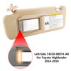 Left Side Sun Visor W/Vanity Light 74320-0E074-A0 For Toyota Highlander 2014-19