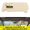 Right Side Sun Visor W/Vanity Light 74310-0E074-A0 For Toyota Highlander 2014-19