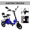 Three Wheel Electric Tricycle for Adults 3 Wheel Motorized Folding E-Bike Blue