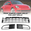 2012-2016 VW Beetle Front Bumper Lower Grille + Fog Light Grille W/ Chrome Generic