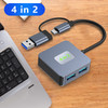 4 in 2 Type-C + USB to USB3.2*4 Interface Hub Adapter Dock for MacBook iPad Pro