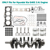 2007-2020 Hyundai Azera Grandeur Santa Fe Sonata Tucson G4KE 2.4L Engine Overhaul Rebuild Kit & Crankshaft & Con Rods Generic