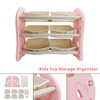 Kids Toy Storage Organizer With 6 Plastic Storage Bins Plastic Toy Rack Pink