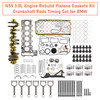 2009-2019 BMW 3.0L Engine Rebuild Pistons Gaskets Kit Crankshaft Rods Timing N55 Generic