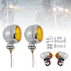 Motorcycle Beam Headlight Fog Lamp Custom Chrome #D20 For Racer Bobber Chopper