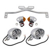 Motorcycle Beam Headlight Fog Lamp Custom Chrome #D21 For Racer Bobber Chopper