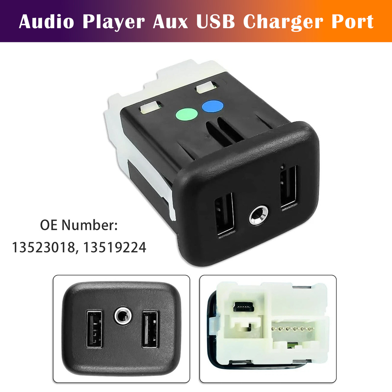Chevy Enclave Equinox Audio Player Aux USB Charger Port 13523018 13519224 Generic