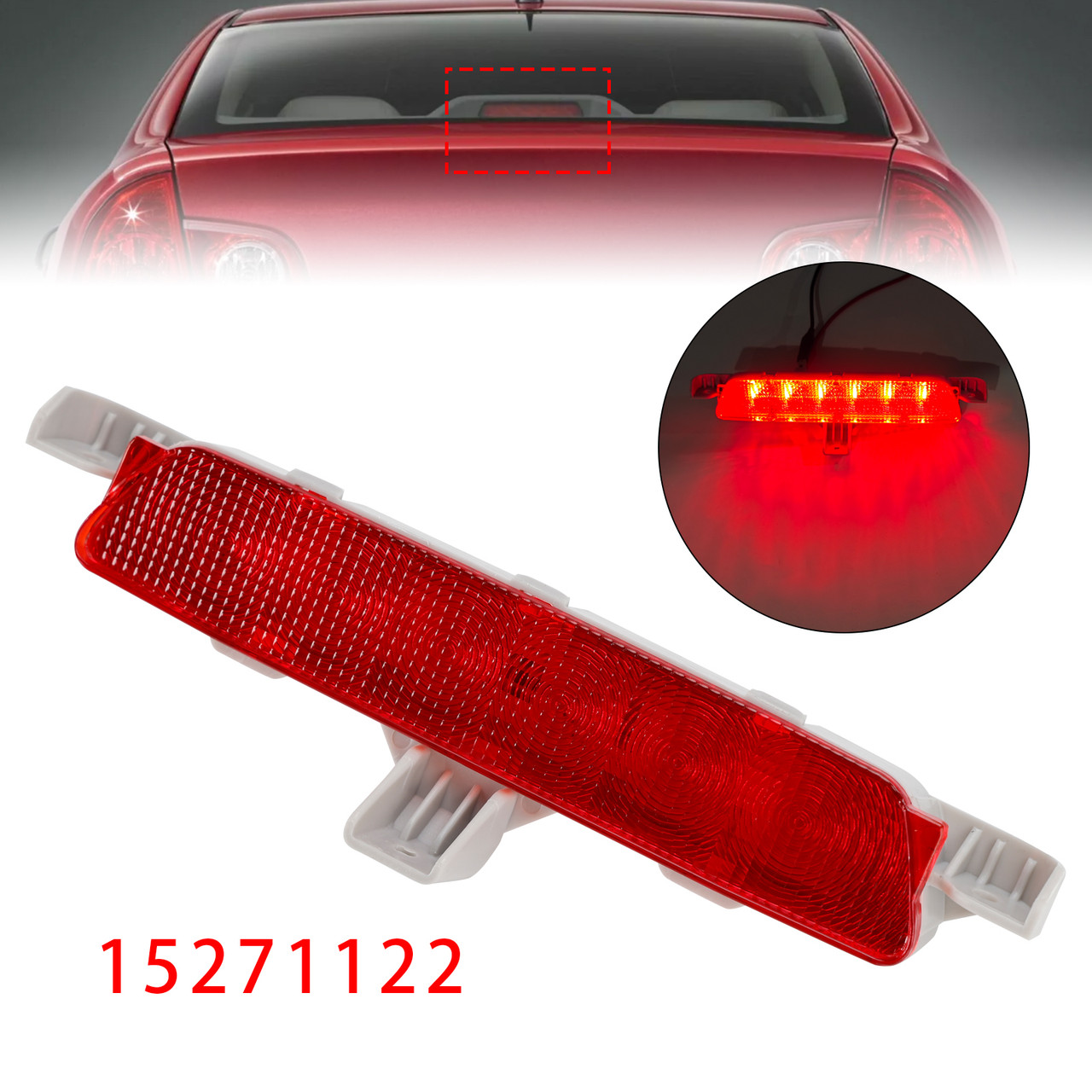 2008-2012 Chevrolet Malibu Rear High Mount Third Brake Light Lamp 15271122 Red Generic