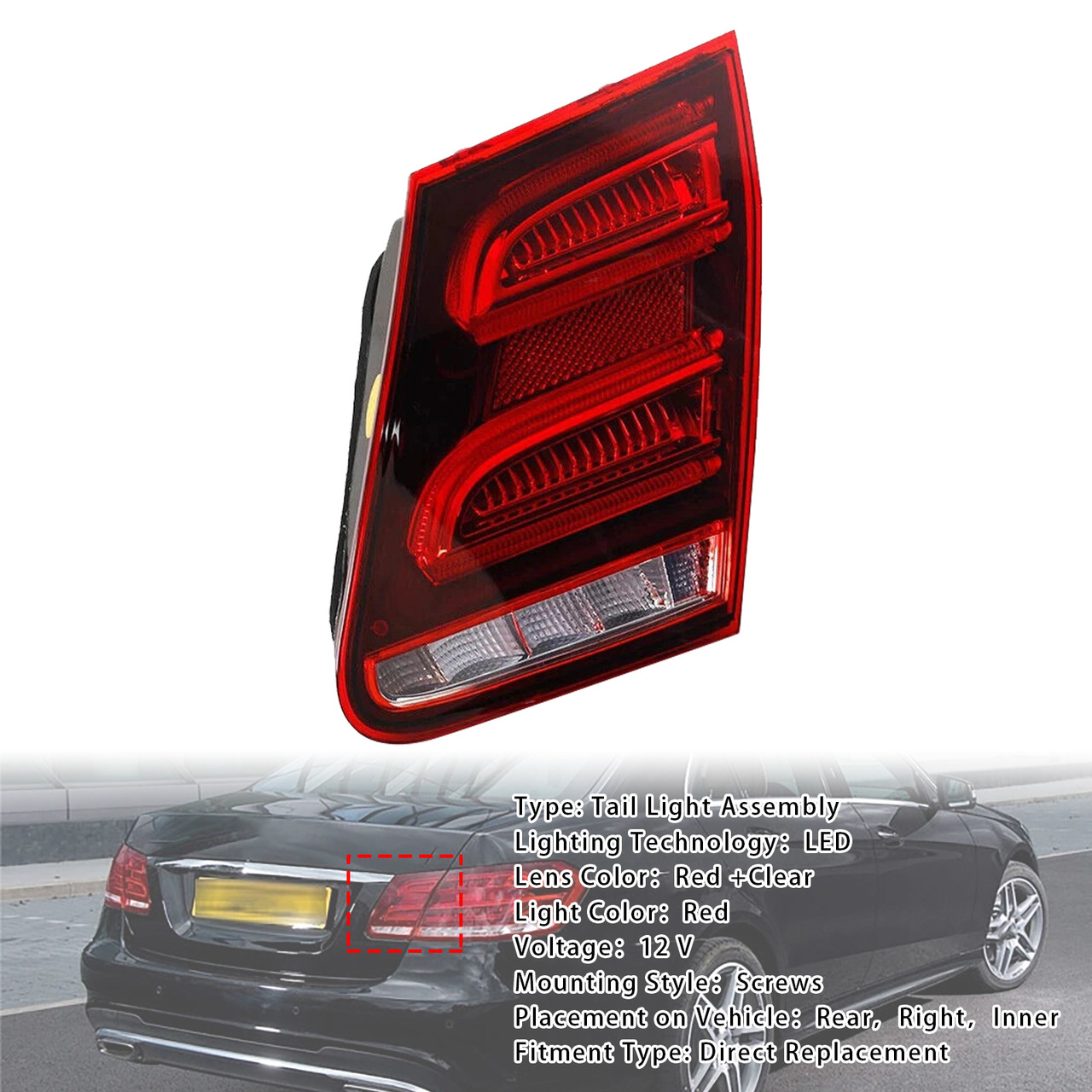 2013-2015 Mercedes-Benz E-CLASS W212 Right LED Inner Rear Tail Light Brake Lamp 2129060403 Generic