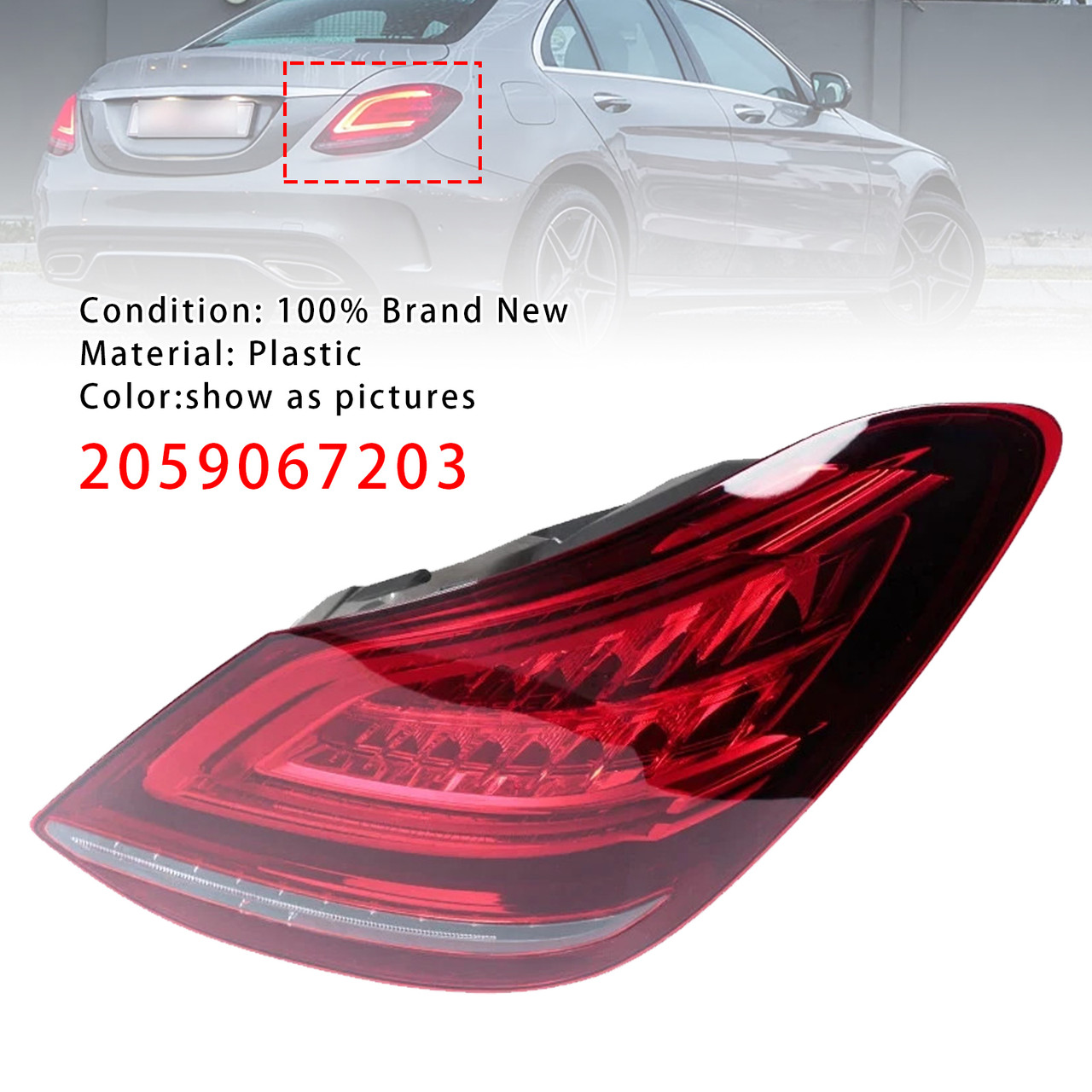 2019-2021 Mercedes Benz W205 C300 Right LED Rear Tail Light Brake Lamp 2059067103 Generic