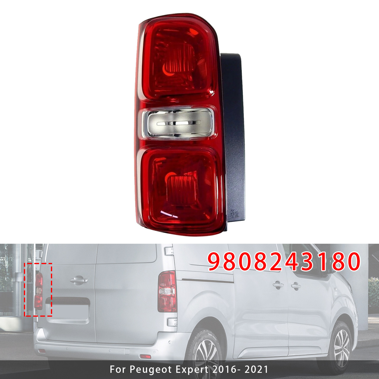 2019-2021 Vauxhall Vivaro Left Rear Tail Light Halogen 9808243180 Generic