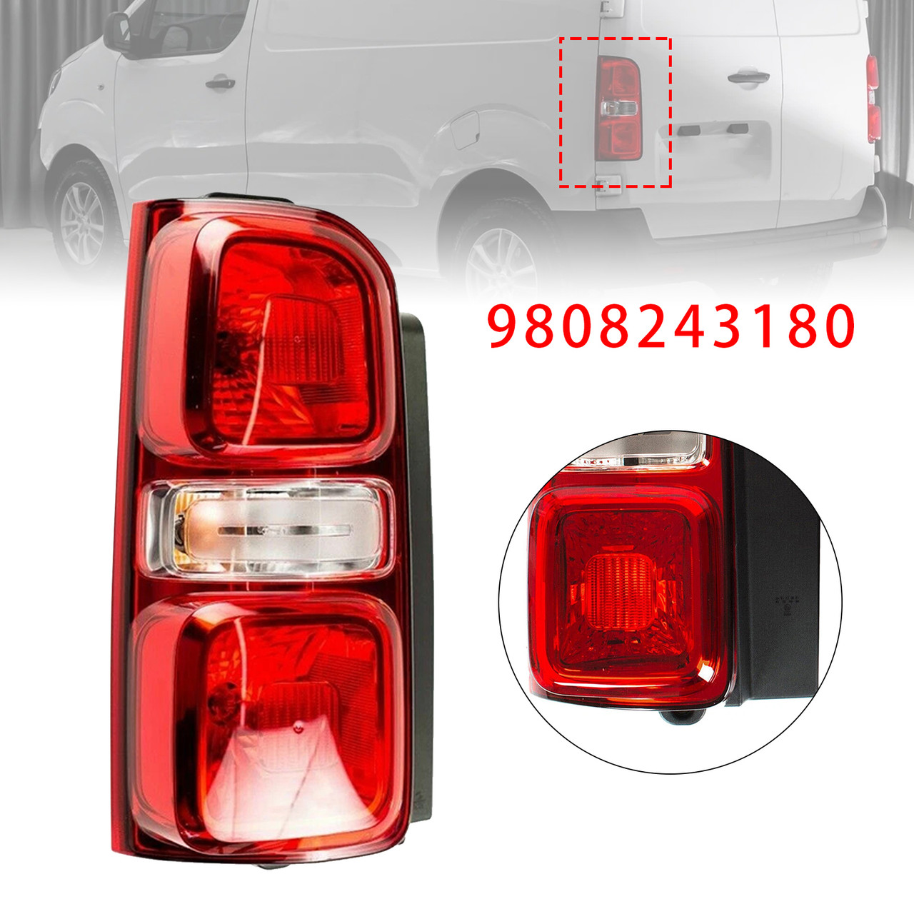 2016-2021 Citroen Dispatch Space tourer Left Rear Tail Light Halogen 9808243180 Generic