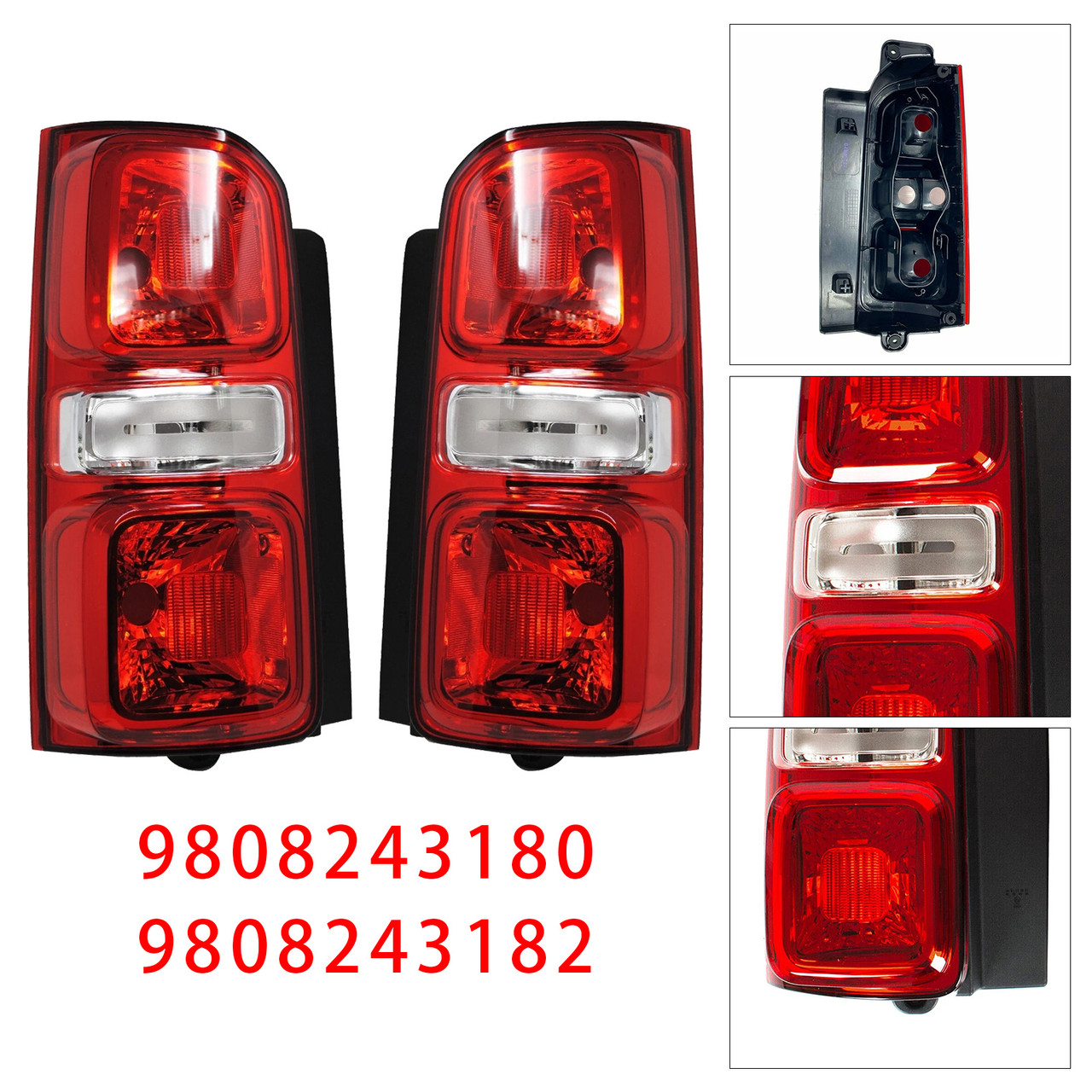 2019-2021 Vauxhall Vivaro Left+Right Rear Tail Light Halogen 9808243180 9808243182 Generic