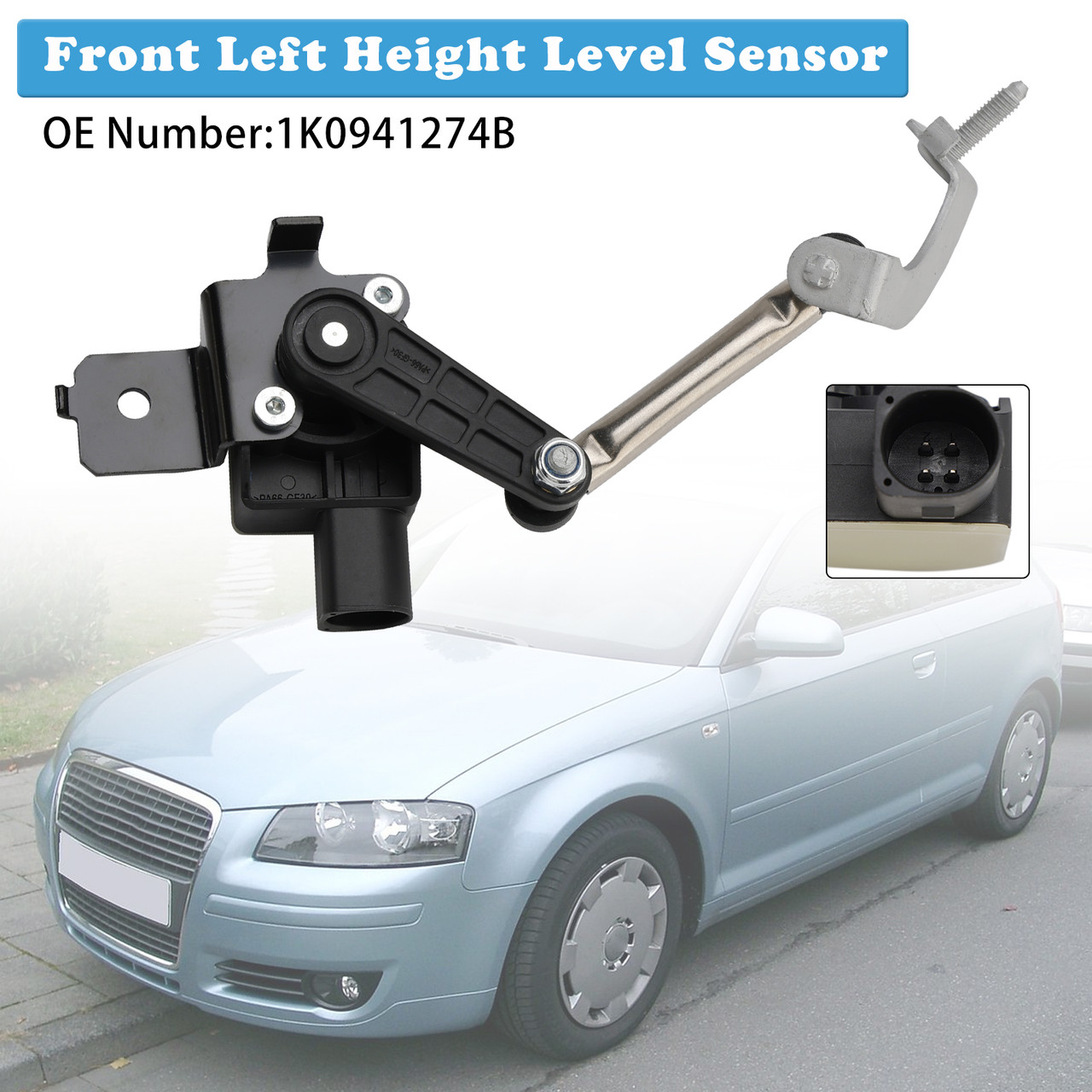 2006-2010 Audi A3 Base Quattro Front Left Ride Height Level Sensor 1K0941274B Generic