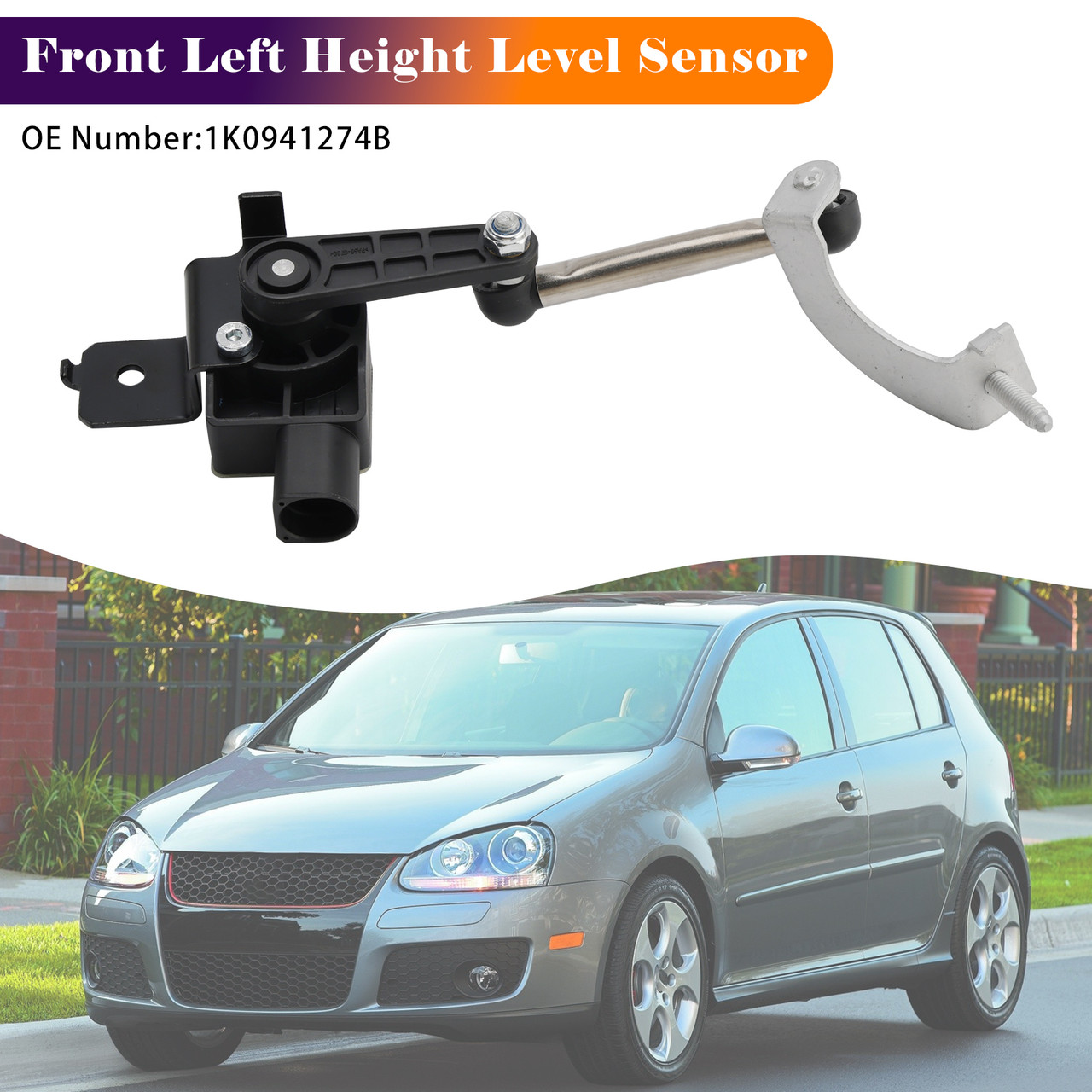 2006-2009 VW GTI R32 Rabbit Front Left Ride Height Level Sensor 1K0941274B Generic