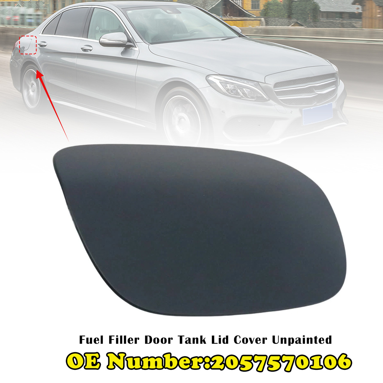 2015-2021 Mercedes Benz C300 C350e C400 2015 C450 AMG Fuel Filler Door Tank Lid Cover Unpainted 2057570106 Generic