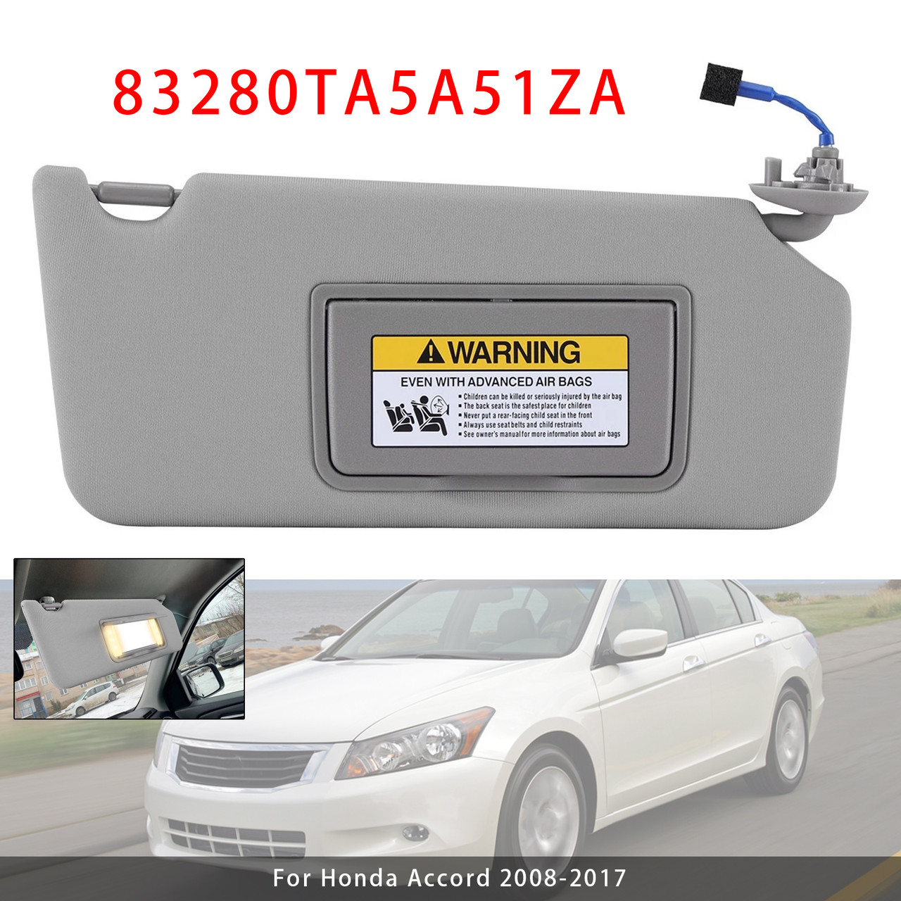 2008-2017 Honda Accord Pair Of Gray Sun Visor 83280TA5A51ZA Generic