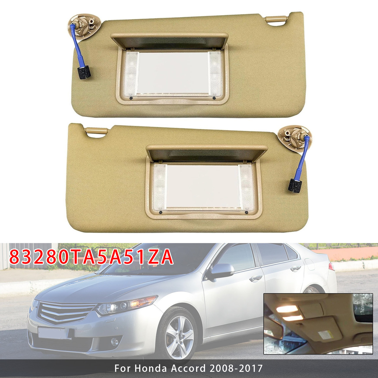 2008-2017 Honda Accord Gray Right Side Sun Visor 83280TA5A51ZA Generic