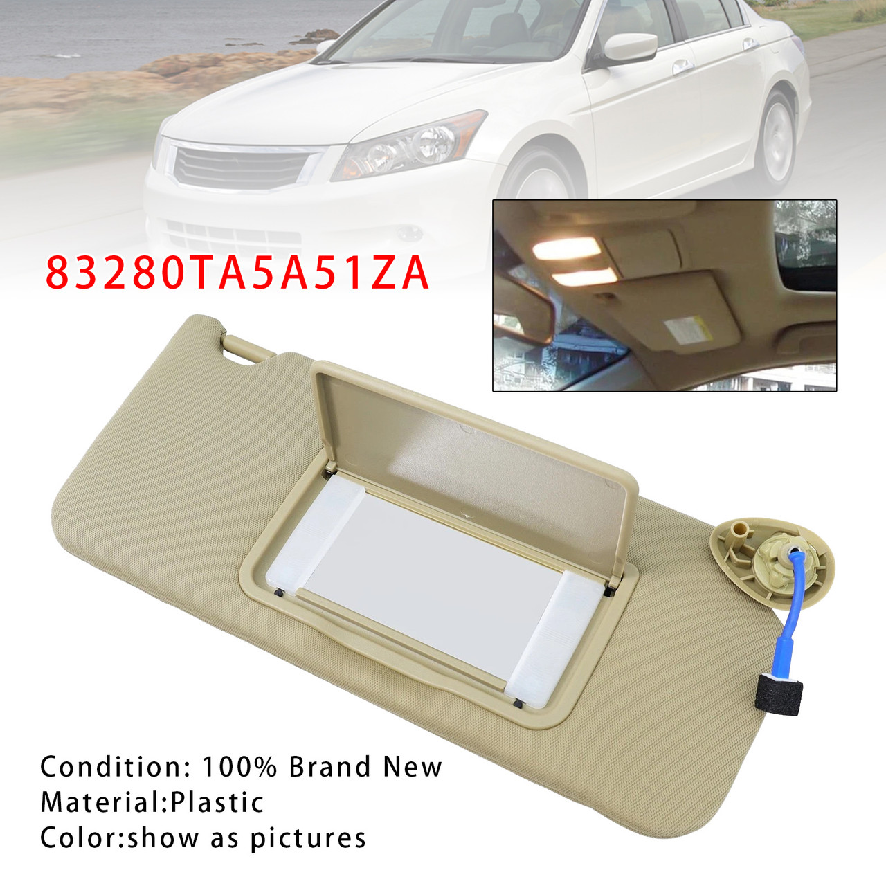 2008-2017 Honda Accord Beige Right Side Sun Visor 83280TA5A51ZA Generic
