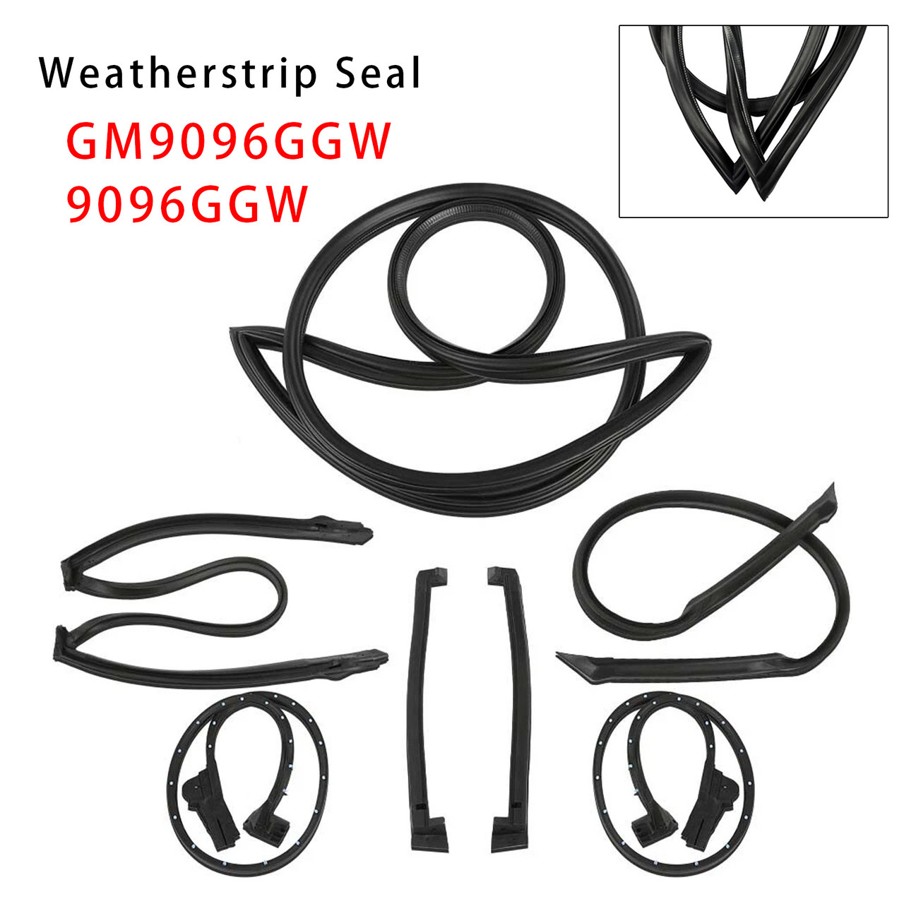1990-1996 Chevrolet Corvette C4 Coupe 6PCS Seal Weatherstrip Kit Waterproof Sealing Strip GM9096GGW 9096GGW Generic