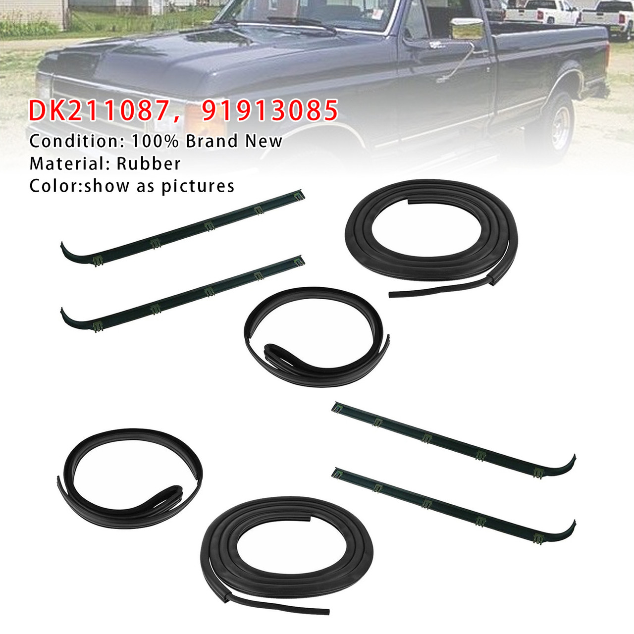 1987-1996 Ford Bronco Front Door Weatherstrip Seal Kit DK211087 91913085 Generic