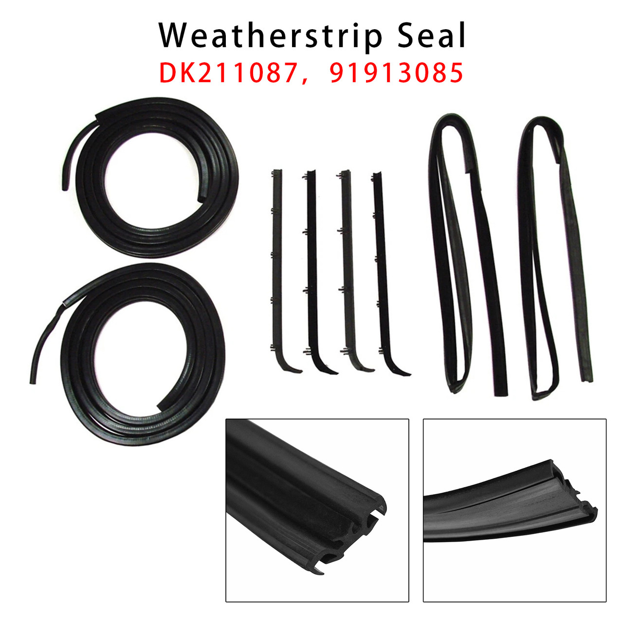 1987-1996 Ford Bronco Front Door Weatherstrip Seal Kit DK211087 91913085 Generic
